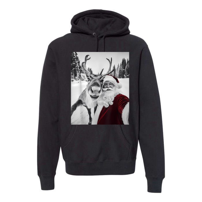 Reindeer Selfie Christmas Party Selfie Funny Reindeer Xmas Premium Hoodie