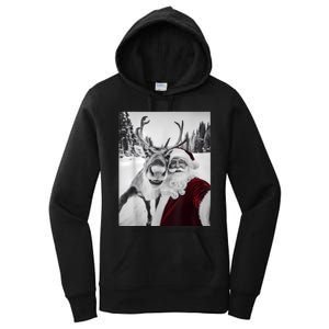 Reindeer Selfie Christmas Party Selfie Funny Reindeer Xmas Women's Pullover Hoodie