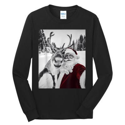 Reindeer Selfie Christmas Party Selfie Funny Reindeer Xmas Tall Long Sleeve T-Shirt