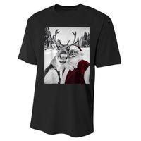 Reindeer Selfie Christmas Party Selfie Funny Reindeer Xmas Performance Sprint T-Shirt