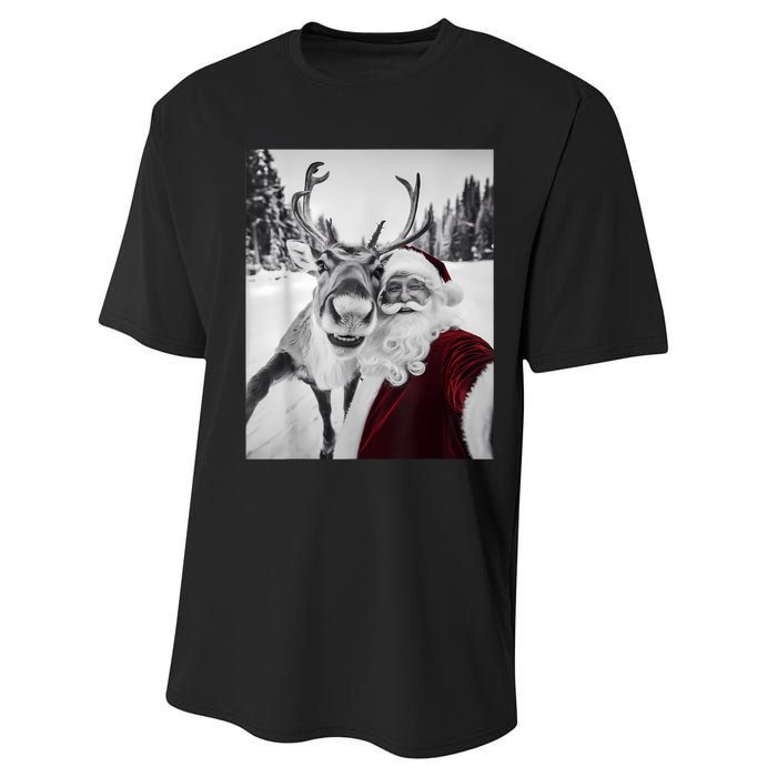 Reindeer Selfie Christmas Party Selfie Funny Reindeer Xmas Performance Sprint T-Shirt