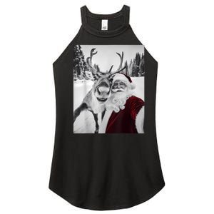 Reindeer Selfie Christmas Party Selfie Funny Reindeer Xmas Women's Perfect Tri Rocker Tank