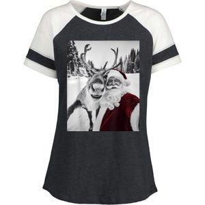 Reindeer Selfie Christmas Party Selfie Funny Reindeer Xmas Enza Ladies Jersey Colorblock Tee