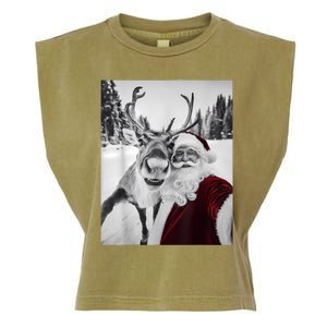 Reindeer Selfie Christmas Party Selfie Funny Reindeer Xmas Garment-Dyed Women's Muscle Tee