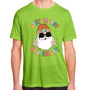 Retro Santa Claus Stay Merry And Bright Groovy Christmas Gift Adult ChromaSoft Performance T-Shirt