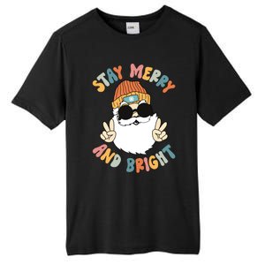 Retro Santa Claus Stay Merry And Bright Groovy Christmas Gift Tall Fusion ChromaSoft Performance T-Shirt