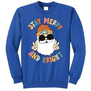 Retro Santa Claus Stay Merry And Bright Groovy Christmas Gift Sweatshirt