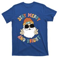 Retro Santa Claus Stay Merry And Bright Groovy Christmas Gift T-Shirt