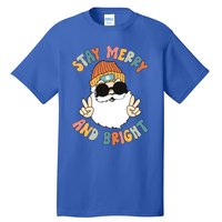 Retro Santa Claus Stay Merry And Bright Groovy Christmas Gift Tall T-Shirt