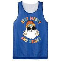 Retro Santa Claus Stay Merry And Bright Groovy Christmas Gift Mesh Reversible Basketball Jersey Tank