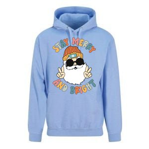 Retro Santa Claus Stay Merry And Bright Groovy Christmas Gift Unisex Surf Hoodie