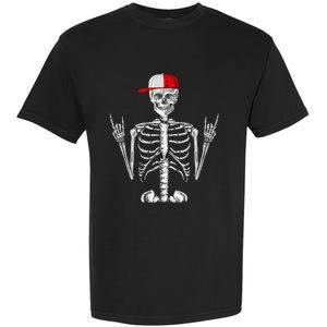 Rocker Skeleton Cap Cool Halloween Punk Rock Garment-Dyed Heavyweight T-Shirt