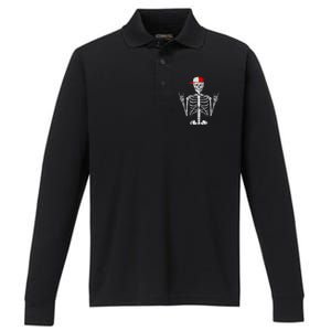 Rocker Skeleton Cap Cool Halloween Punk Rock Performance Long Sleeve Polo