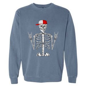 Rocker Skeleton Cap Cool Halloween Punk Rock Garment-Dyed Sweatshirt