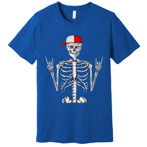 Rocker Skeleton Cap Cool Halloween Punk Rock Premium T-Shirt