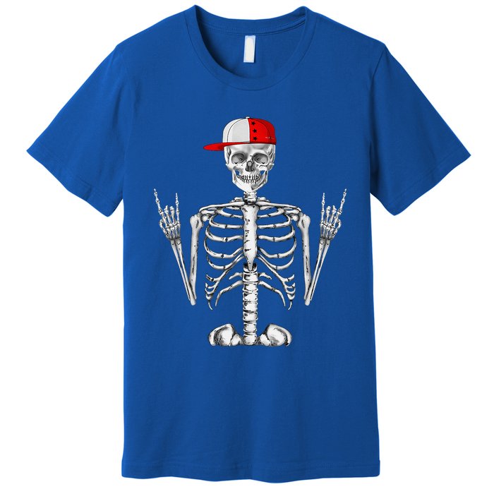 Rocker Skeleton Cap Cool Halloween Punk Rock Premium T-Shirt