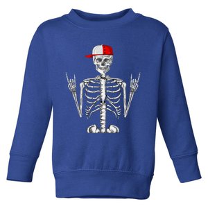 Rocker Skeleton Cap Cool Halloween Punk Rock Toddler Sweatshirt