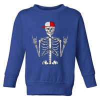 Rocker Skeleton Cap Cool Halloween Punk Rock Toddler Sweatshirt