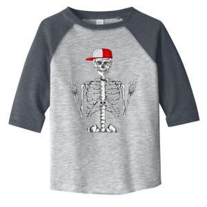 Rocker Skeleton Cap Cool Halloween Punk Rock Toddler Fine Jersey T-Shirt