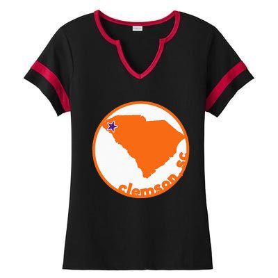 Retro South Carolina City Of Clemson Ladies Halftime Notch Neck Tee