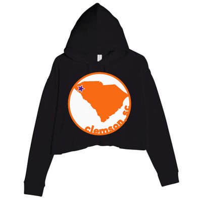 Retro South Carolina City Of Clemson Crop Fleece Hoodie