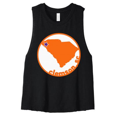 Retro South Carolina City Of Clemson Women's Racerback Cropped Tank