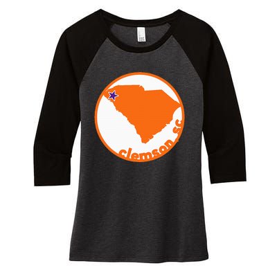 Retro South Carolina City Of Clemson Women's Tri-Blend 3/4-Sleeve Raglan Shirt