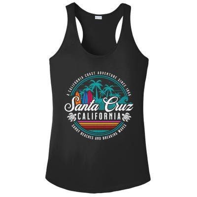 Retro Santa Cruz California Sandy Beaches Breaking Waves Gift Ladies PosiCharge Competitor Racerback Tank