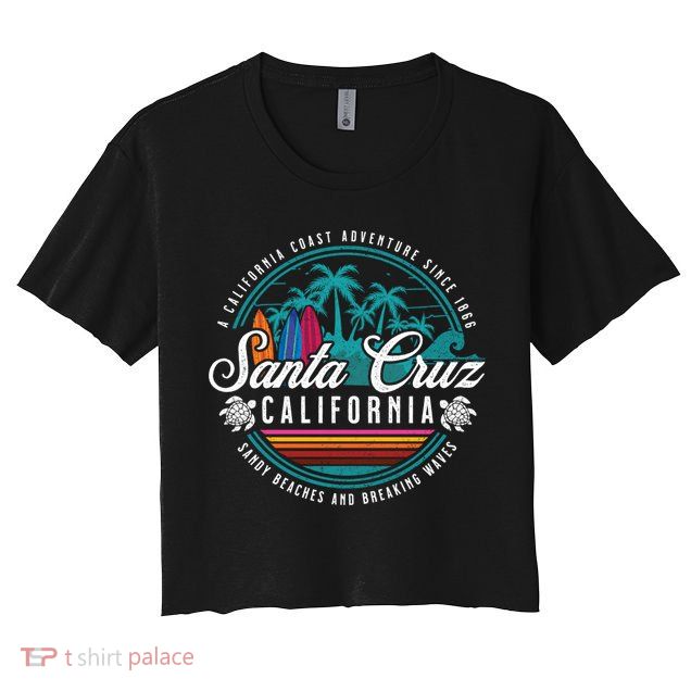 Retro Santa Cruz California Sandy Beaches Breaking Waves Gift Crop Top
