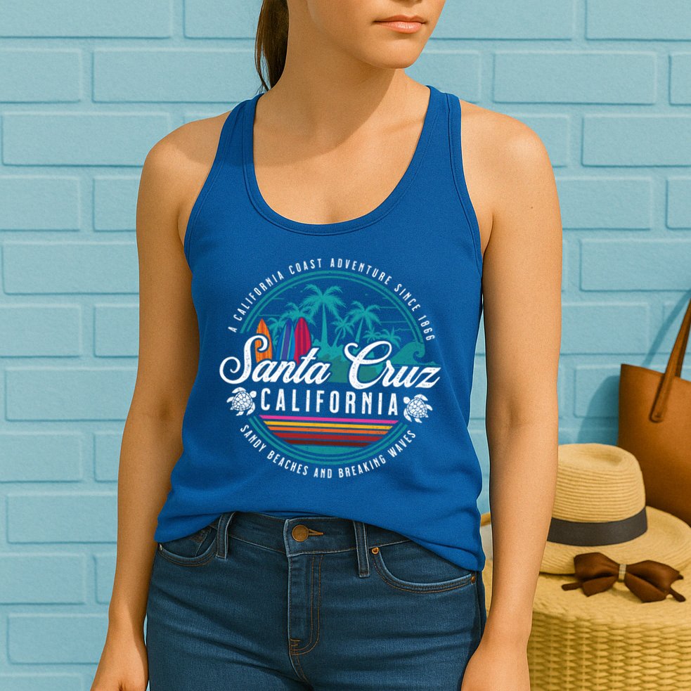 Retro Santa Cruz California Sandy Beaches Breaking Waves Gift Womens Tank Top