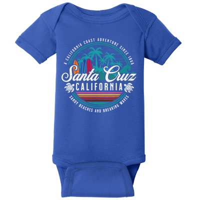 Retro Santa Cruz California Sandy Beaches Breaking Waves Gift Baby Bodysuit
