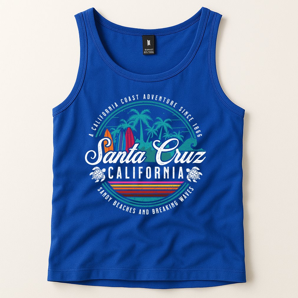 Retro Santa Cruz California Sandy Beaches Breaking Waves Gift Tank Top