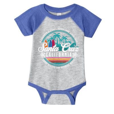 Retro Santa Cruz California Sandy Beaches Breaking Waves Gift Infant Baby Jersey Bodysuit