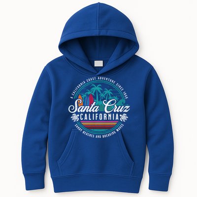 Retro Santa Cruz California Sandy Beaches Breaking Waves Gift Kids Hoodie