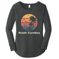 Retro South Carolina Vintage Sunset & Palm Trees Women's Perfect Tri Tunic Long Sleeve Shirt