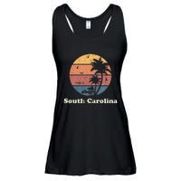 Retro South Carolina Vintage Sunset & Palm Trees Ladies Essential Flowy Tank