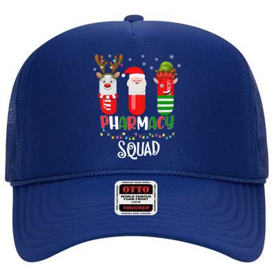 Reindeer Santa Claus Pharmacy Crew Christmas Gift High Crown Mesh Back Trucker Hat