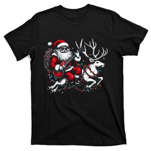 Rock Santa Claus Playing Guitar Rock And Roll Christmas T-Shirt