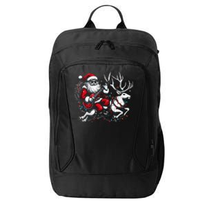 Rock Santa Claus Playing Guitar Rock And Roll Christmas City Backpack