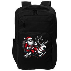 Rock Santa Claus Playing Guitar Rock And Roll Christmas Impact Tech Backpack