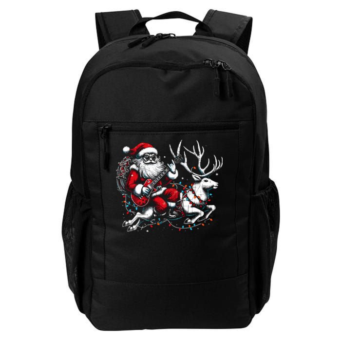 Rock Santa Claus Playing Guitar Rock And Roll Christmas Daily Commute Backpack