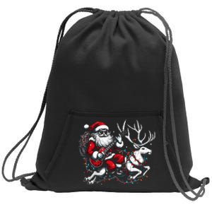 Rock Santa Claus Playing Guitar Rock And Roll Christmas Sweatshirt Cinch Pack Bag