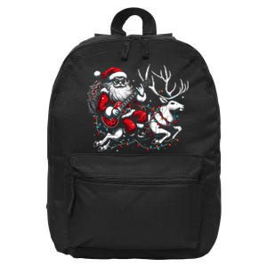 Rock Santa Claus Playing Guitar Rock And Roll Christmas 16 in Basic Backpack