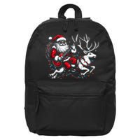 Rock Santa Claus Playing Guitar Rock And Roll Christmas 16 in Basic Backpack