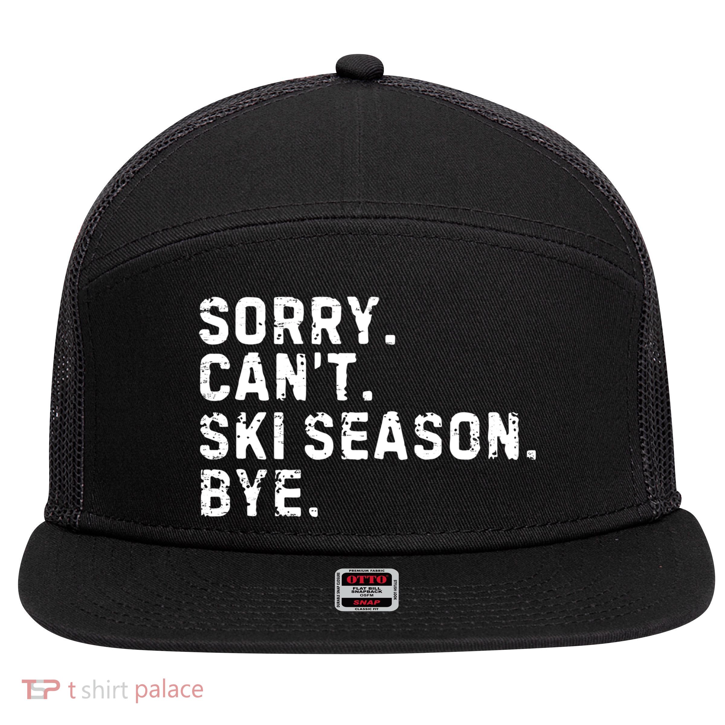 Retro Sorry Can’T Ski Season Bye Funny Skiing Lover Saying Gift 7 Panel Mesh Trucker Snapback Hat