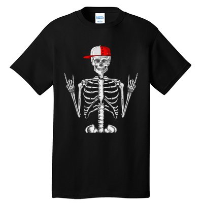 Rocker Skeleton Cap Cool Halloween Punk Rock Tall T-Shirt