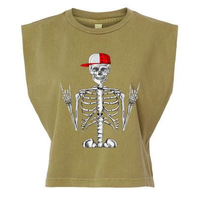 Rocker Skeleton Cap Cool Halloween Punk Rock Garment-Dyed Women's Muscle Tee