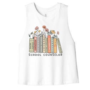 Retro School Counselor Therapisttal Health Advocate Women's Racerback Cropped Tank