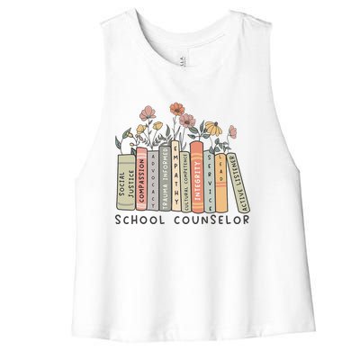 Retro School Counselor Therapisttal Health Advocate Women's Racerback Cropped Tank