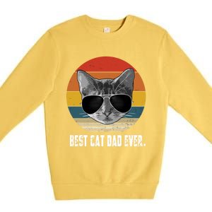 Retro Style Cagift Best Cat Dad Ever Funny Gift Premium Crewneck Sweatshirt